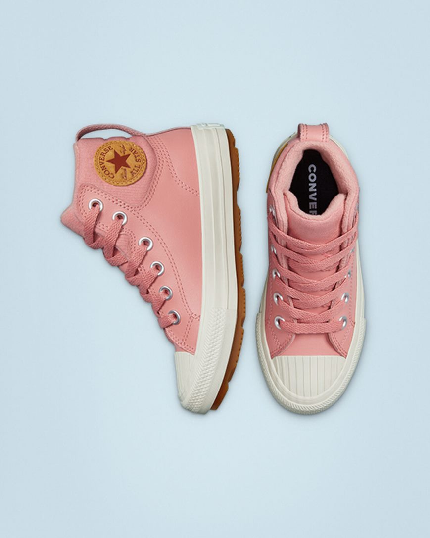 Girls' Converse Leather Chuck Taylor All Star Berkshire Boot Color High Top Shoes Pink | AU 813E0Q